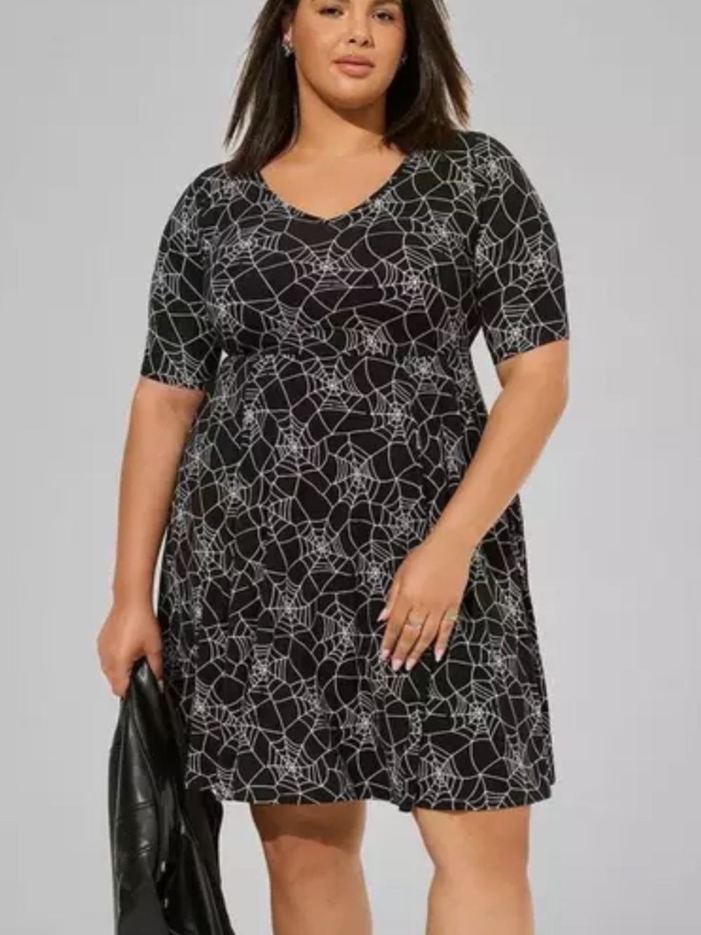 Torrid Super Soft Black Spiderweb Skater Dress